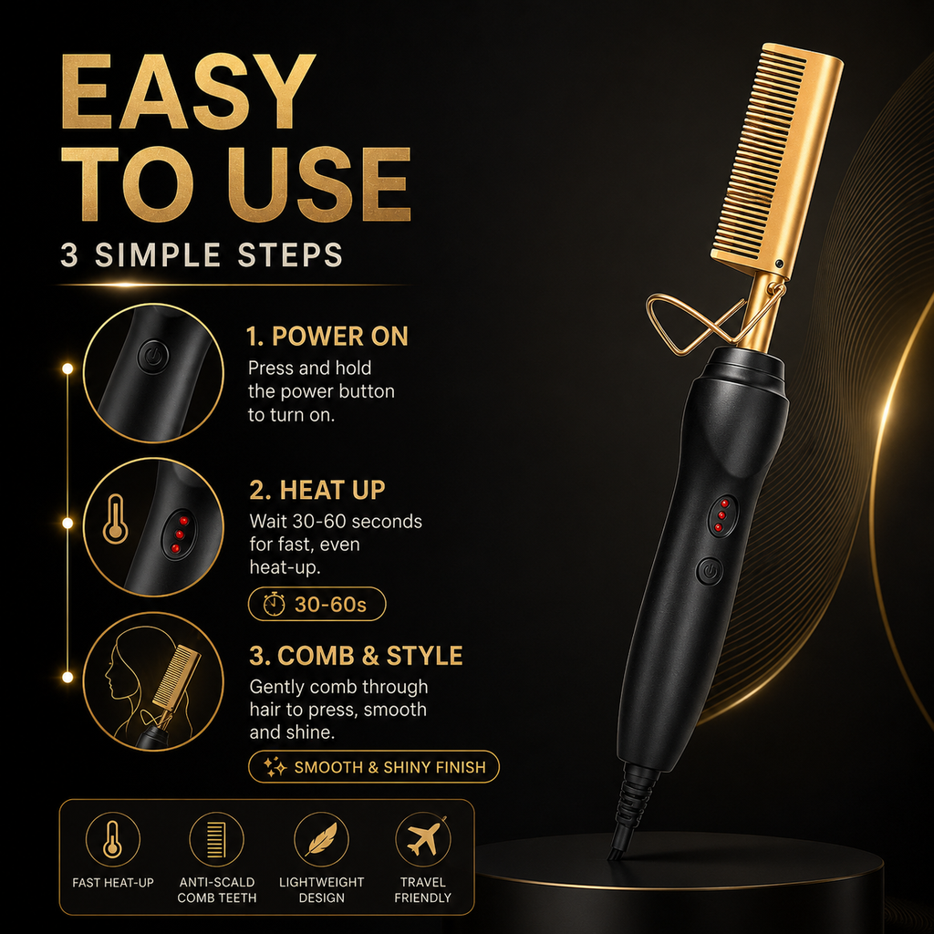 2-IN-1 Portable Fast Heating Hair Press Comb