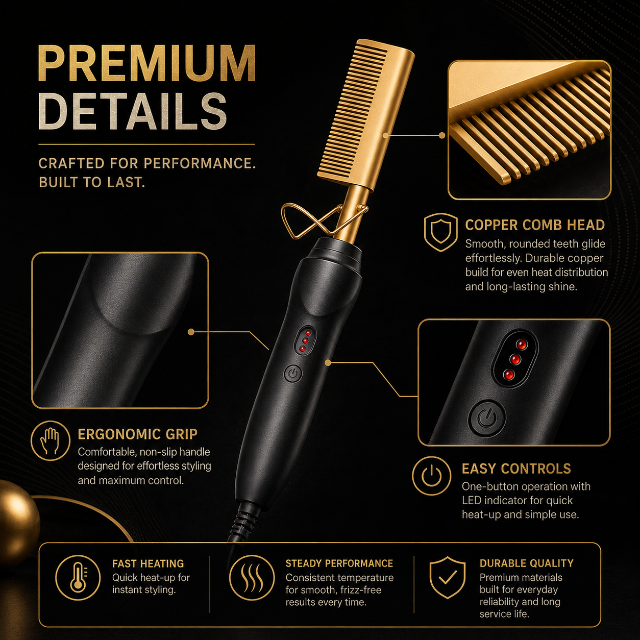2-IN-1 Portable Fast Heating Hair Press Comb