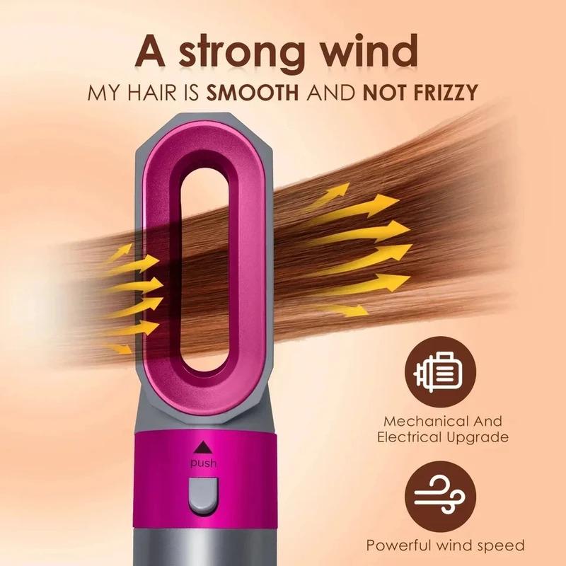 Hot Air Brush 5 in 1 Hair Dryer Set, Straightener Curler Styler Comb