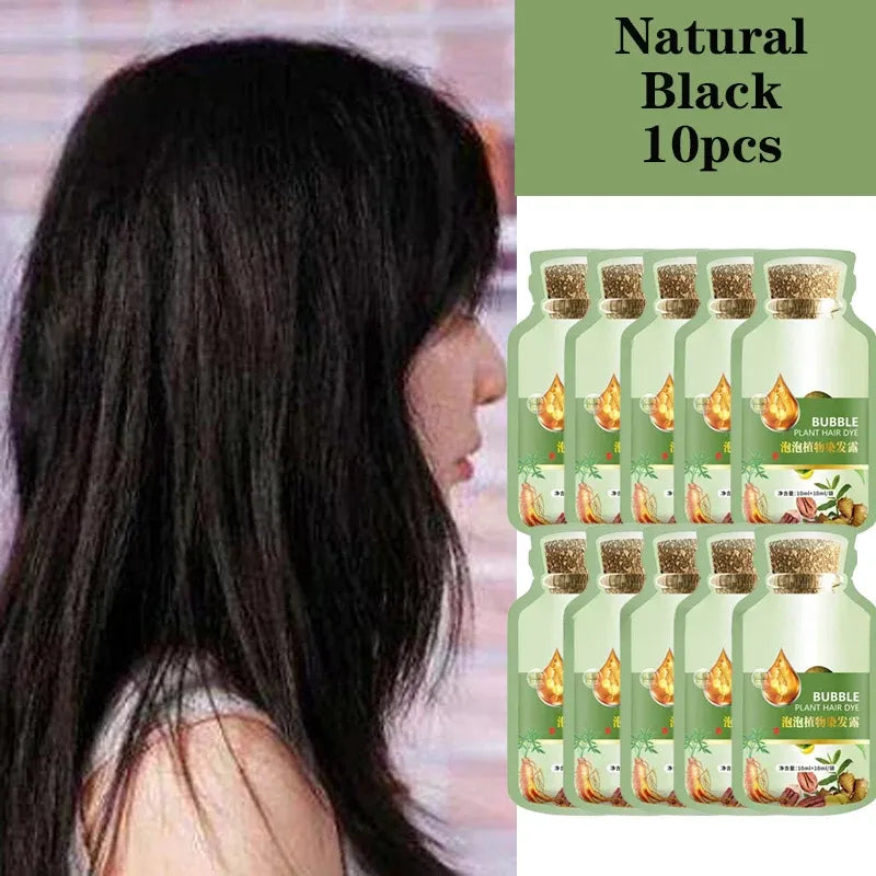 10 Mins Plant Bubble Hair Dye for Gray Coverage