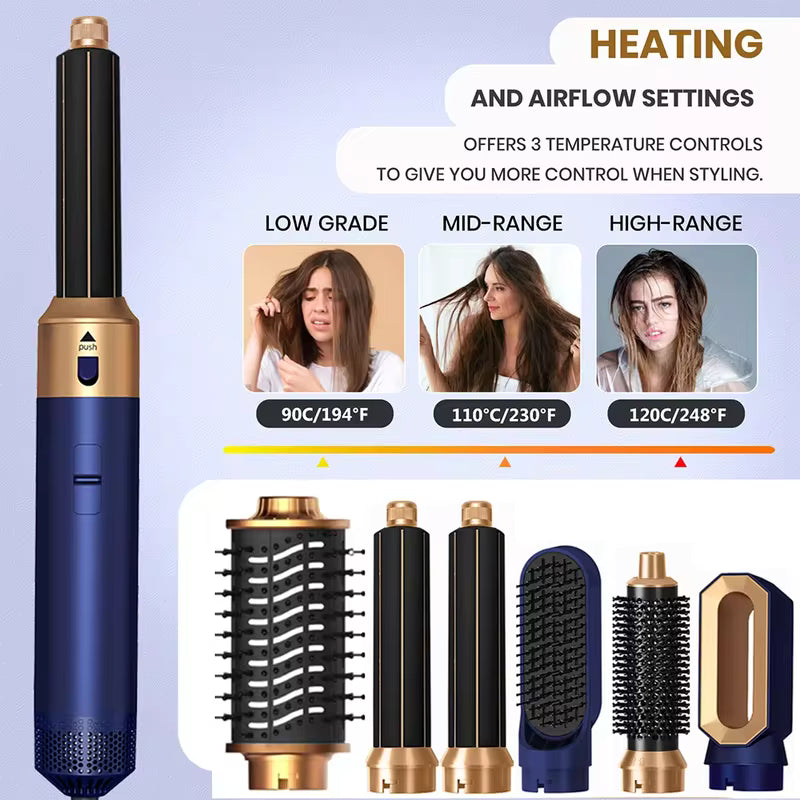 6 In 1 Interchangeable Negative Ion Hot Air Multi Hair Styler