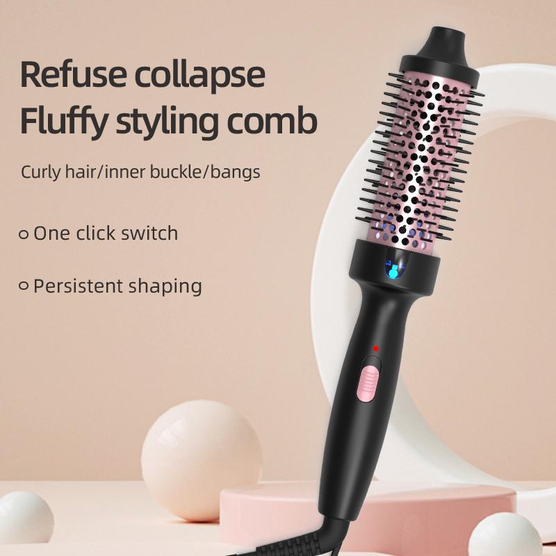 Portable Thermal Round Hot Brush,  Long Last Fluffy Hair Styling Comb
