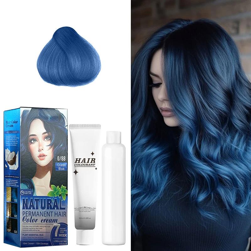 12 Shades Natural Permanent Hair Color Cream Kit