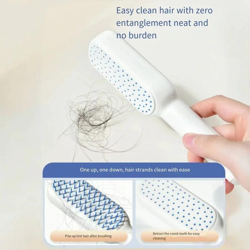 One Step Self Cleaning Retractable Massage Hair Comb