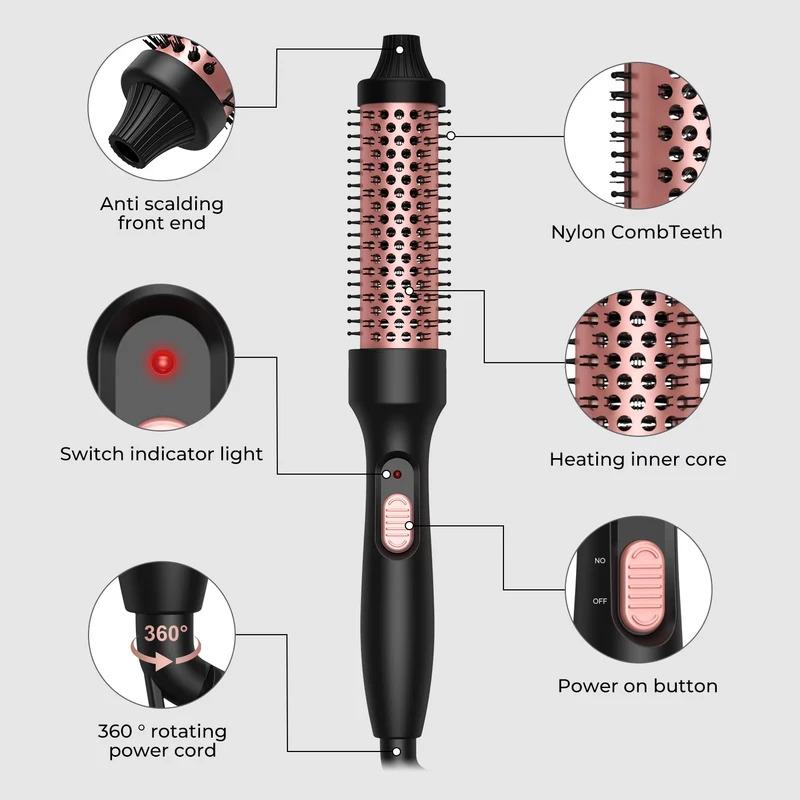 Portable Thermal Round Hot Brush,  Long Last Fluffy Hair Styling Comb