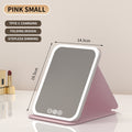 Espejo de maquillaje plegable con luz LED, 3 colores regulables