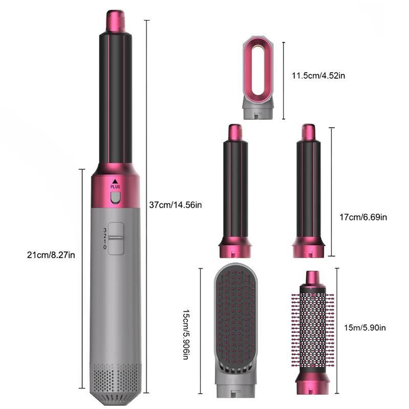 Hot Air Brush 5 in 1 Hair Dryer Set, Straightener Curler Styler Comb